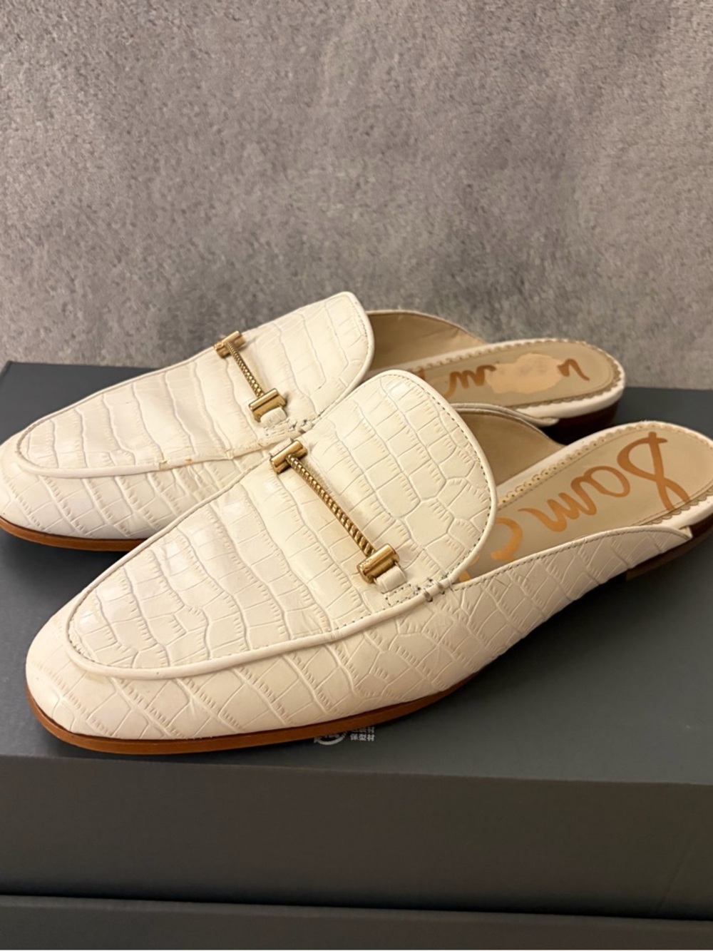 Sam Edelman Laurna White Croco Embossed Mules - Size 9M